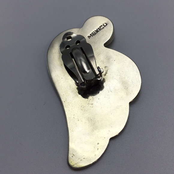 ALPACA MEXICAN SILVER CLIP-ON EARRINGS ABALONE K72 - Picture 6 of 8